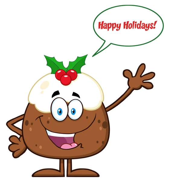 Happy Christmas pudding cartoon karakter — Stockvector