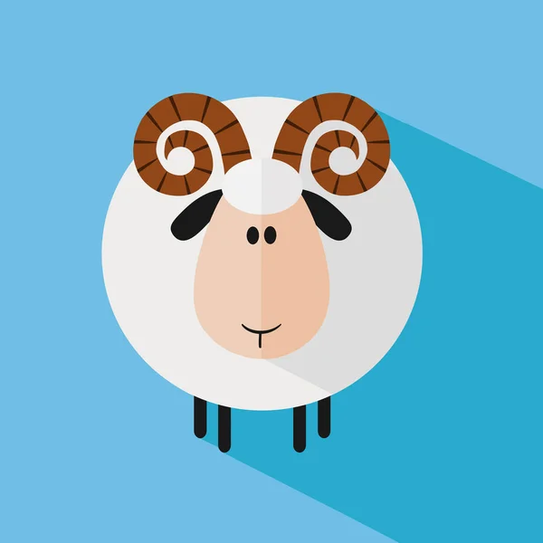 Funny Ram Sheep.Modern plana — Vector de stock