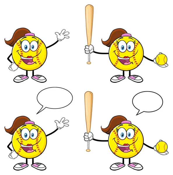 Softbal anonieme speler Cartoon — Stockvector