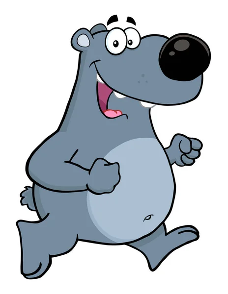 Happy Gray Bear Cartoon Character — Stock Vector