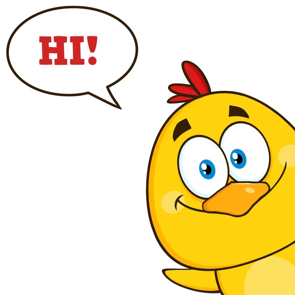 微笑着黄色小鸡卡通人物 — 图库矢量图片