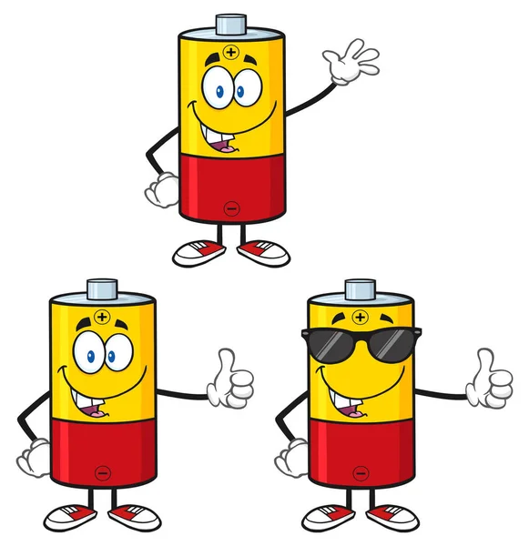 Batterij mascotte stripfiguur — Stockvector