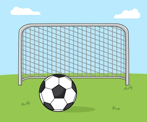 Fotbalový míč s fotbalové bráně. — Stockový vektor