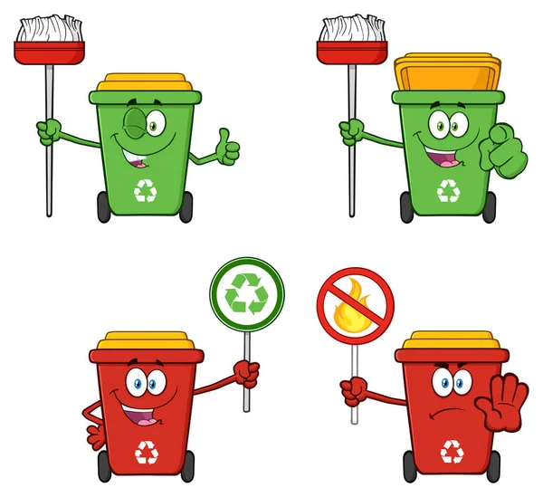 Papelera de reciclaje de dibujos animados — Vector de stock