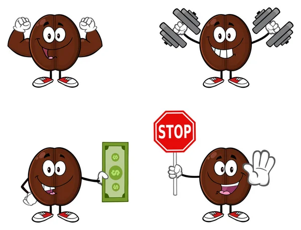 Coffee Bean Cartoon Mascot Character — Stock Vector
