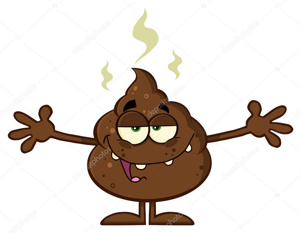 Happy Funny Poop Cartoon Character 