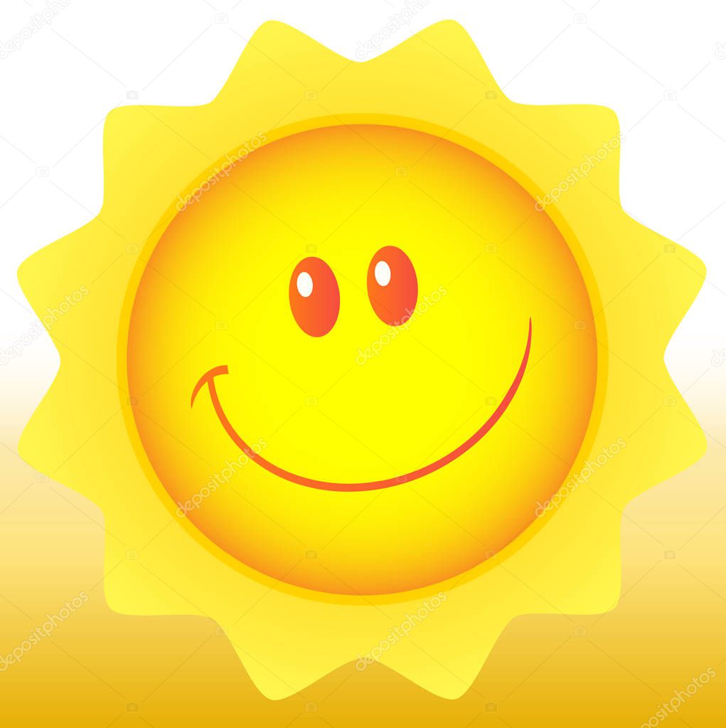 Happy Sun Cartoon Mascot Character. 
