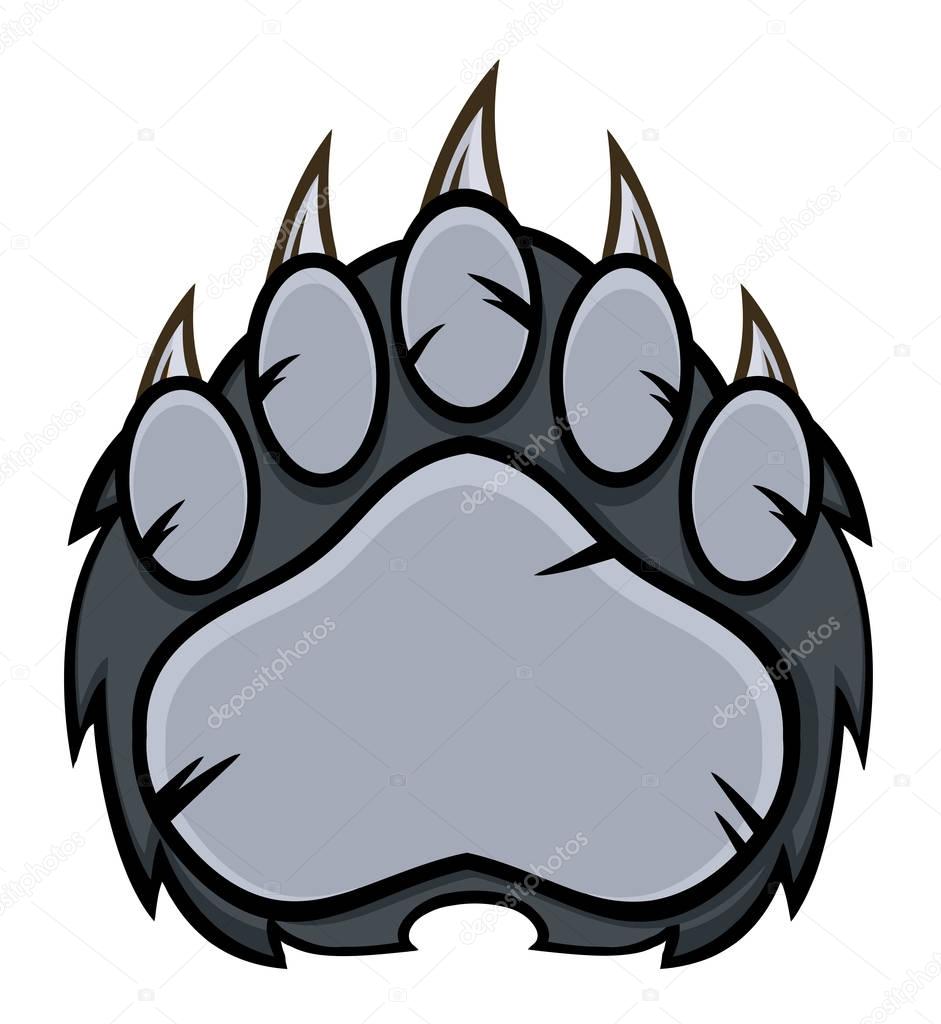 Gray Bear Paw With Claws. 