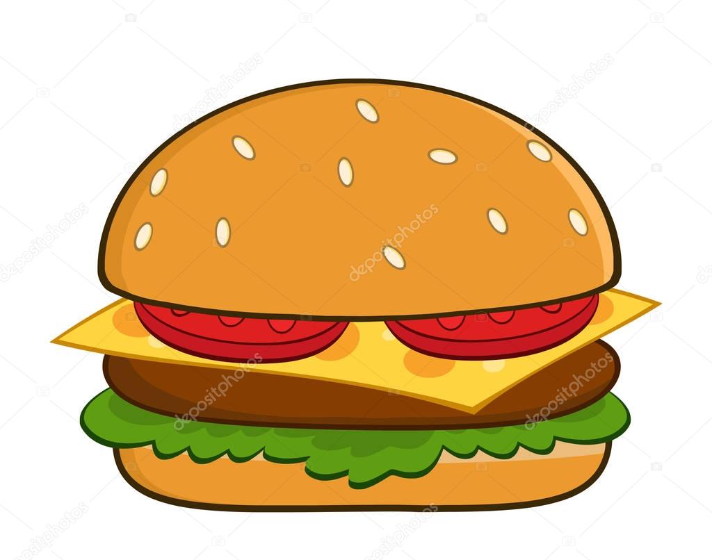 Hamburger Cartoon  Illustration