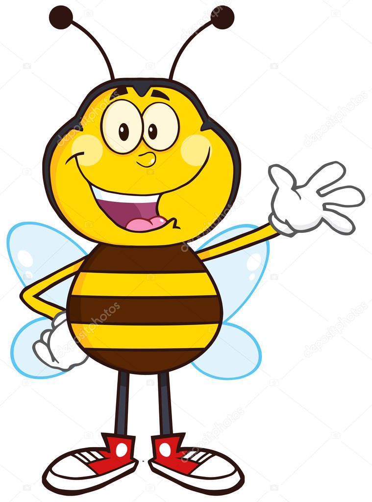 Happy Bee Cartoon Mascot Character 