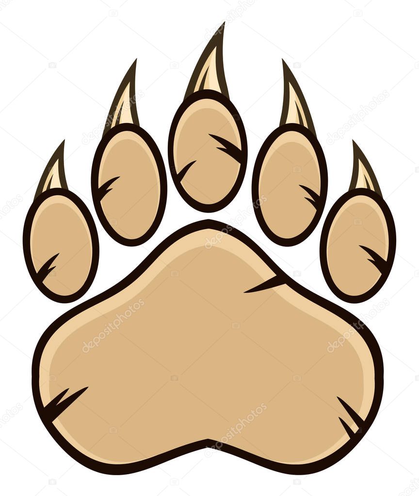 Bear Paw With Claws. Vector Illustration Isolated On White
