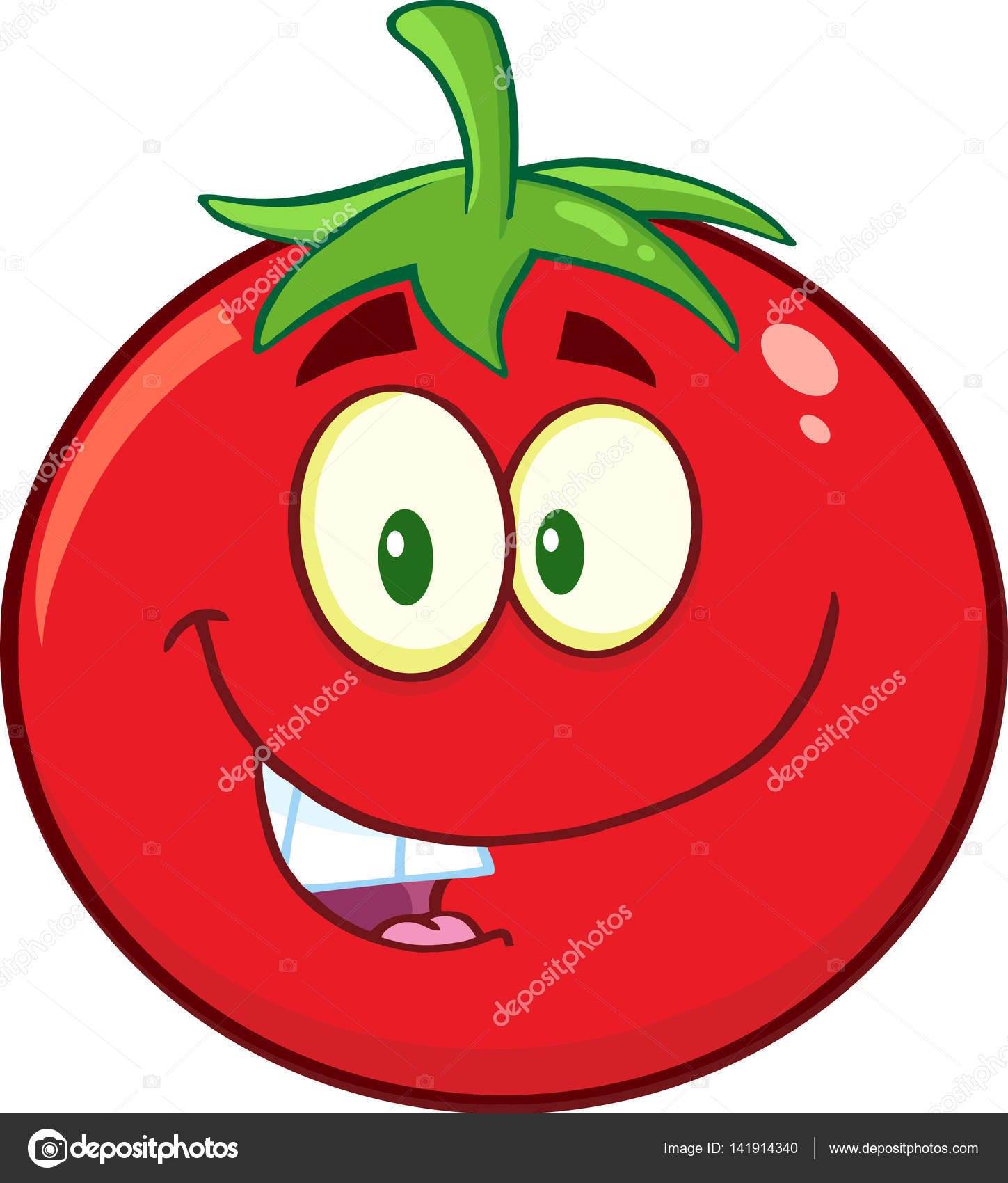 Personagem de desenho animado tomate feliz com rosto e olhos