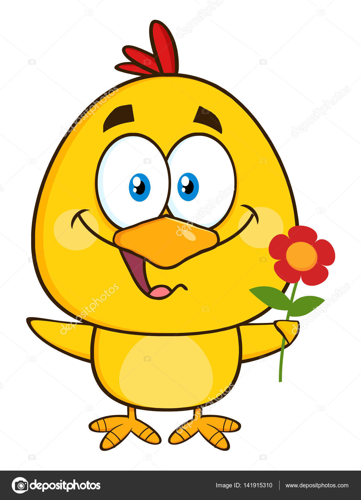 Mignon Jaune Poussin Personnage De Bande Dessinee Image Vectorielle Hittoon C 141915310