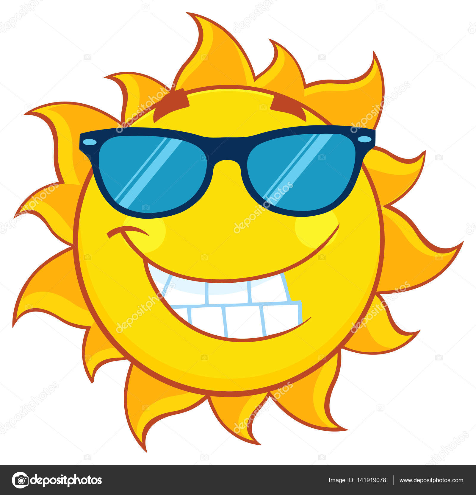 Smiling Summer Sun Cartoon Mascot Stock Vector by ©HitToon 141919078, image size:986x1024
