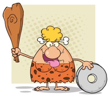 Huysuz sarışın mağara kadın karikatür 