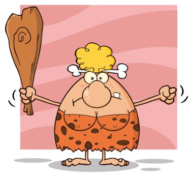 Kızgın sarışın mağara kadın karikatür 