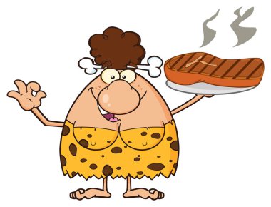 Sarışın mağara kadın karikatür maskot 