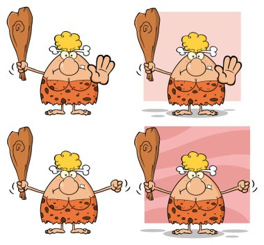 Blonde Cave Woman Cartoon Mascot Character clipart
