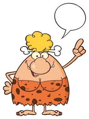 Mutlu sarışın mağara kadın karikatür 