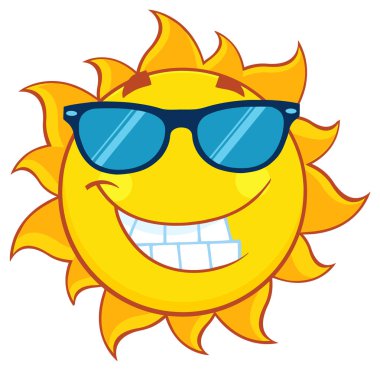 Gülümseyen yaz güneş çizgi film maskot 