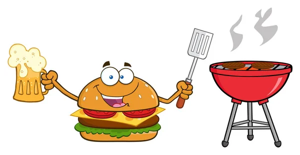 Burger personaggio dei cartoni animati — Vettoriale Stock