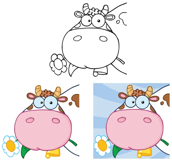 Коровья голова с цветочком — стоковый вектор