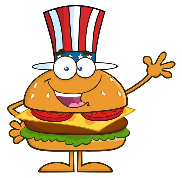 Hamburger mascotte stripfiguur — Stockvector