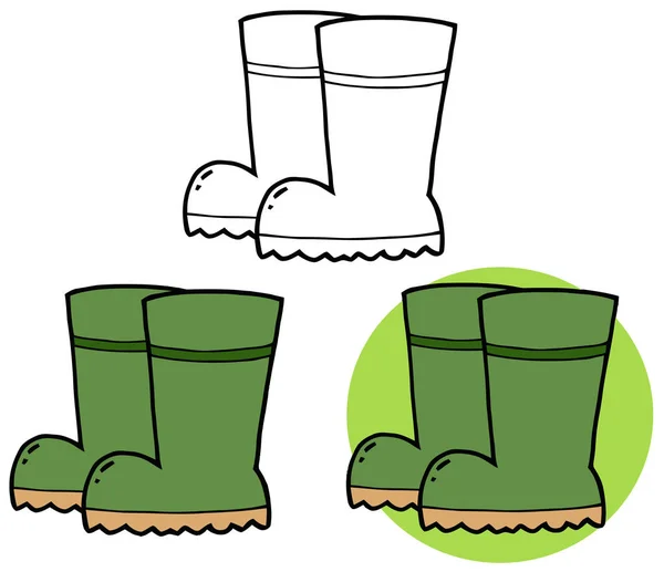 Botas de goma de jardinería verde — Vector de stock