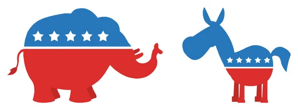 Elefante republicano vs burro demócrata — Vector de stock