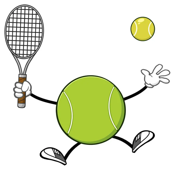 Tenis topu çizgi film maskot — Stok Vektör