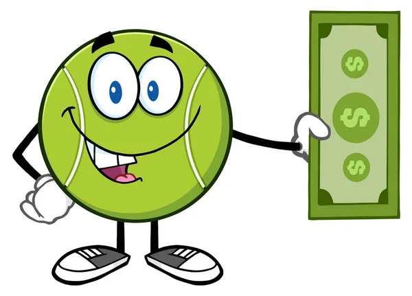 Tennis Ball Cartoon Mascotte — Vettoriale Stock