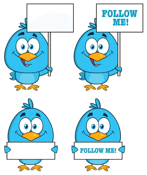 Schattige blauwe vogel Cartoon karakter — Stockvector
