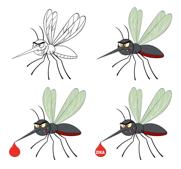 Mosquito Cartoon karakter vliegen. — Stockvector