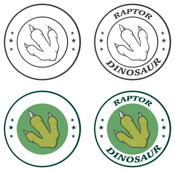 Dinosaur voetafdruk met Claws cirkel — Stockvector