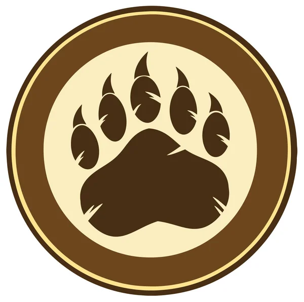Brown Bear Paw Print cirkel — Stockvector