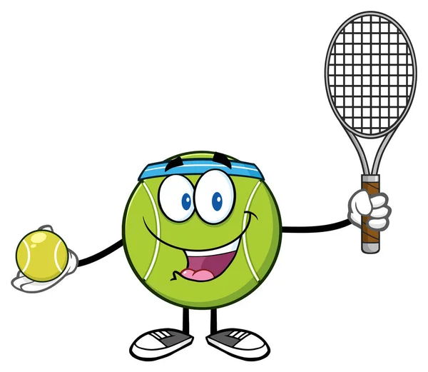 Tennis Ball Cartoon Maskottchen — Stockvektor