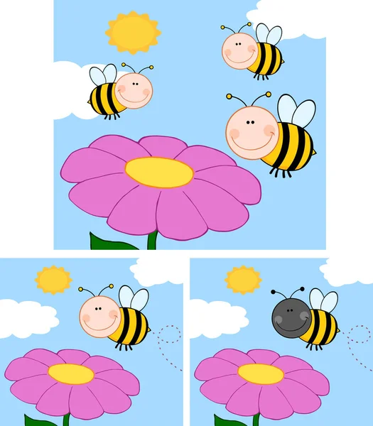 蜂の漫画のマスコット キャラクター — ストックベクタ