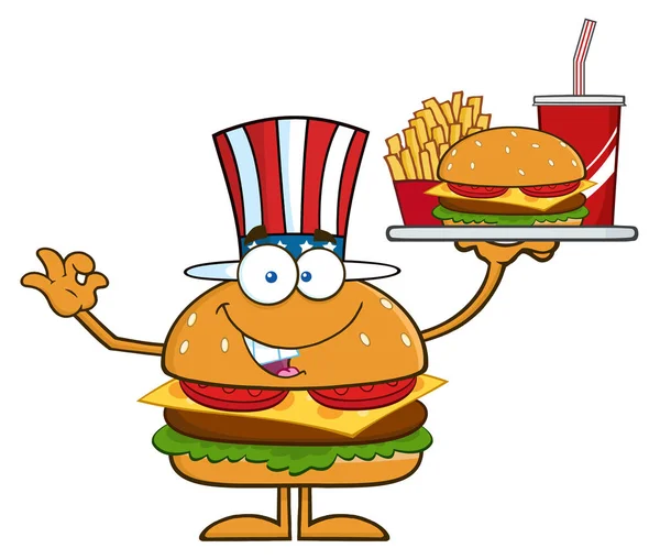 Personagem de mascote de desenhos animados de hambúrguer —  Vetores de Stock