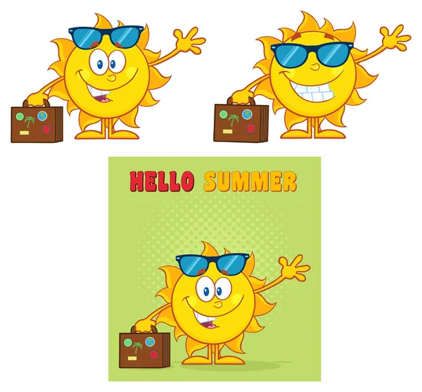 Personagem de mascote Sun Cartoon — Vetor de Stock