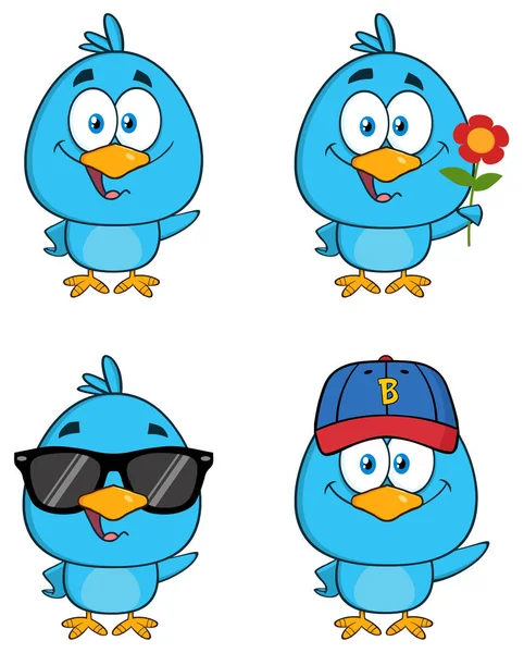 Carino personaggio del fumetto Blue Bird — Vettoriale Stock