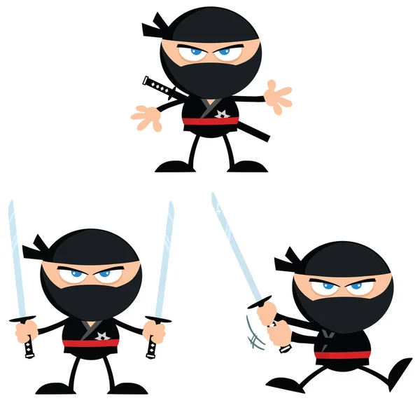 Ninja krigare med katana — Stock vektor