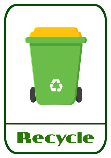Yeşil çöp kutusu — Stok Vektör