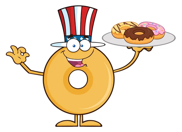 Kreslená postavička Happy Donut. — Stockový vektor