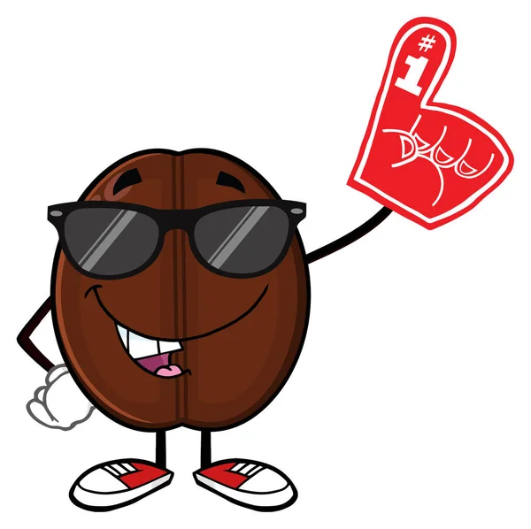 Funny Coffee Bean Cartoon Mascotte — Vettoriale Stock