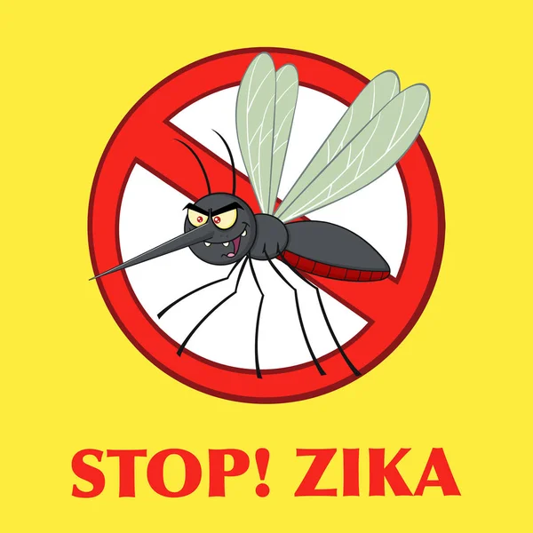 Stop Mosquito Cartoon Character — Stock Vector