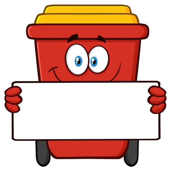 Rode Recycle Bin Cartoon glimlachen — Stockvector