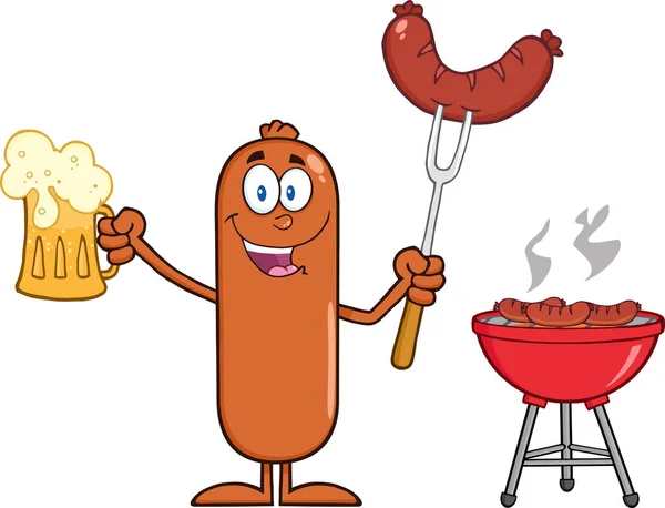 Sausage Cartoon Character — Stock Vector