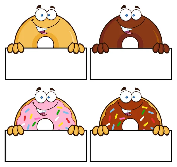 Donuts personajes de dibujos animados — Vector de stock