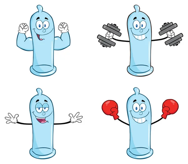 Синій презерватив талісман мультиплікаційний персонаж — стоковий вектор
