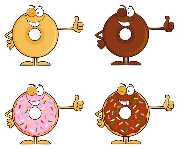 Donuts personajes de dibujos animados — Archivo Imágenes Vectoriales